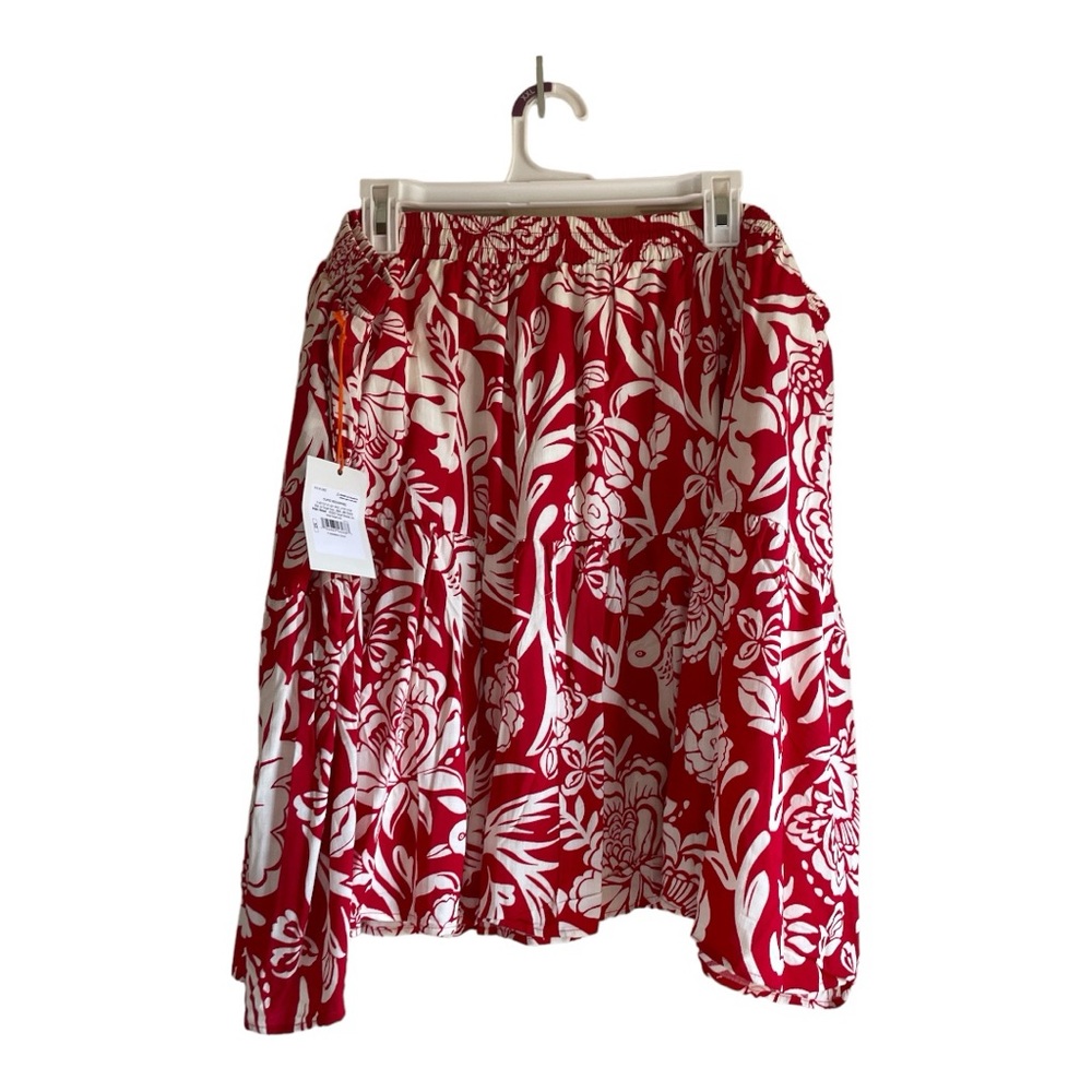 Knox Rose Women's Size 2X Red & White Floral Skirt - Picture 4 of 13